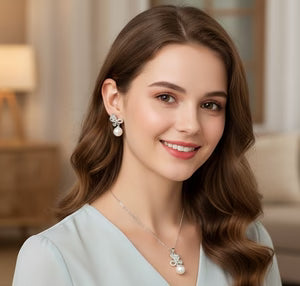 Leaf Clover & Pearl Jewelry Set